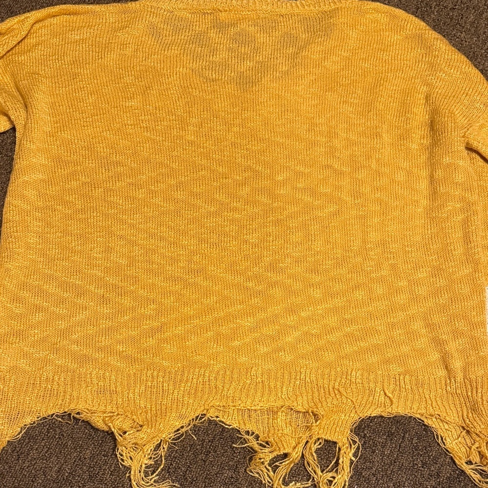 ADORA Mustard V-Neck Sweater with White Stars - Picture 8 of 10
